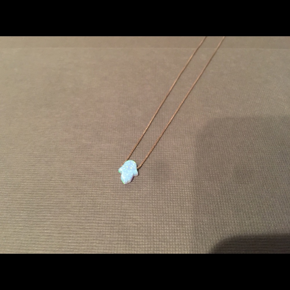 Blue opal hamsa necklace
